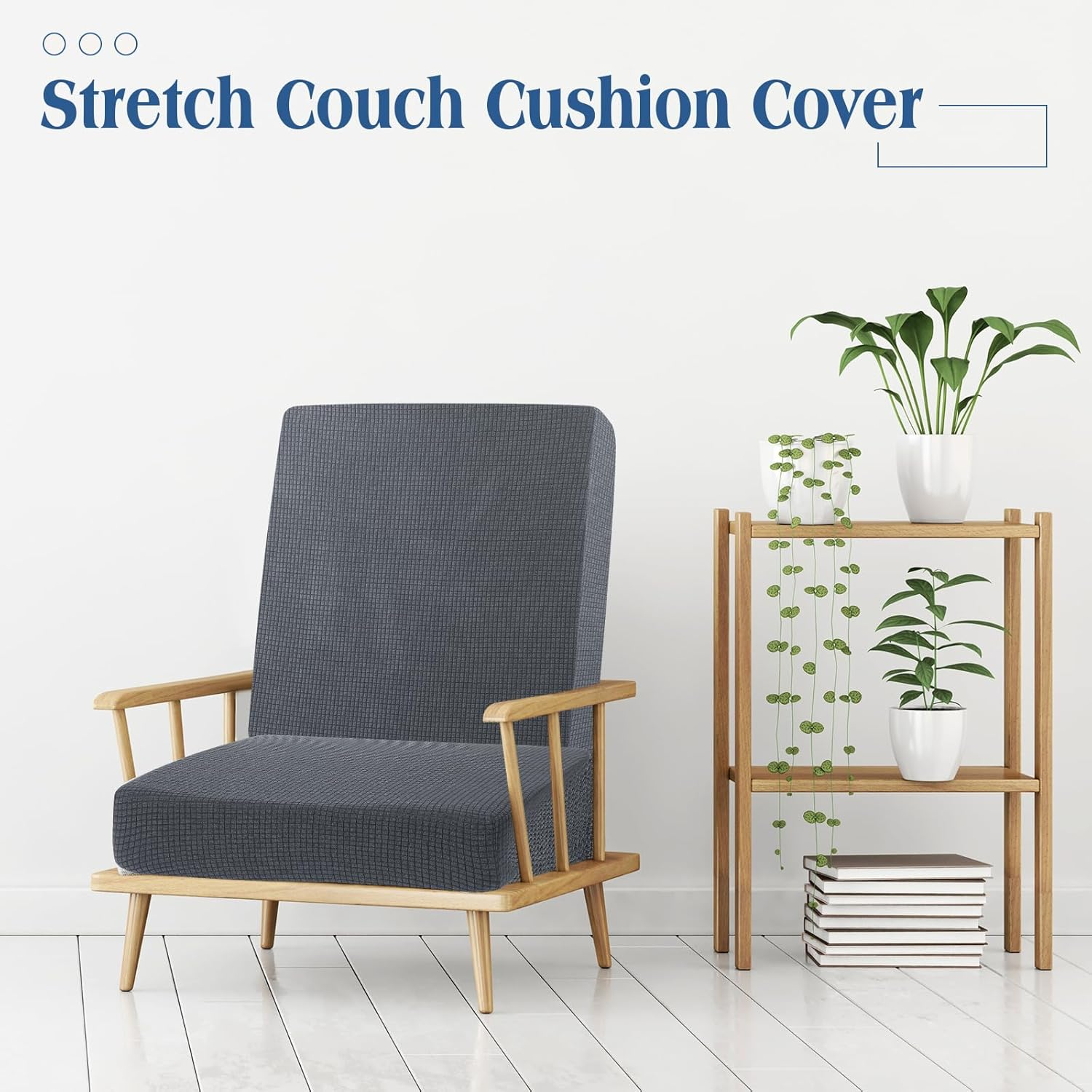 Newwiee 8 Patio Stretch Sofa Cushion Covers Outdoor Cushion Covers Replacement Couch Slipcovers Sofa Seat Cover Soft Chair Cover Furniture Protector for Pet (Dark Gray) - Beige image number 2