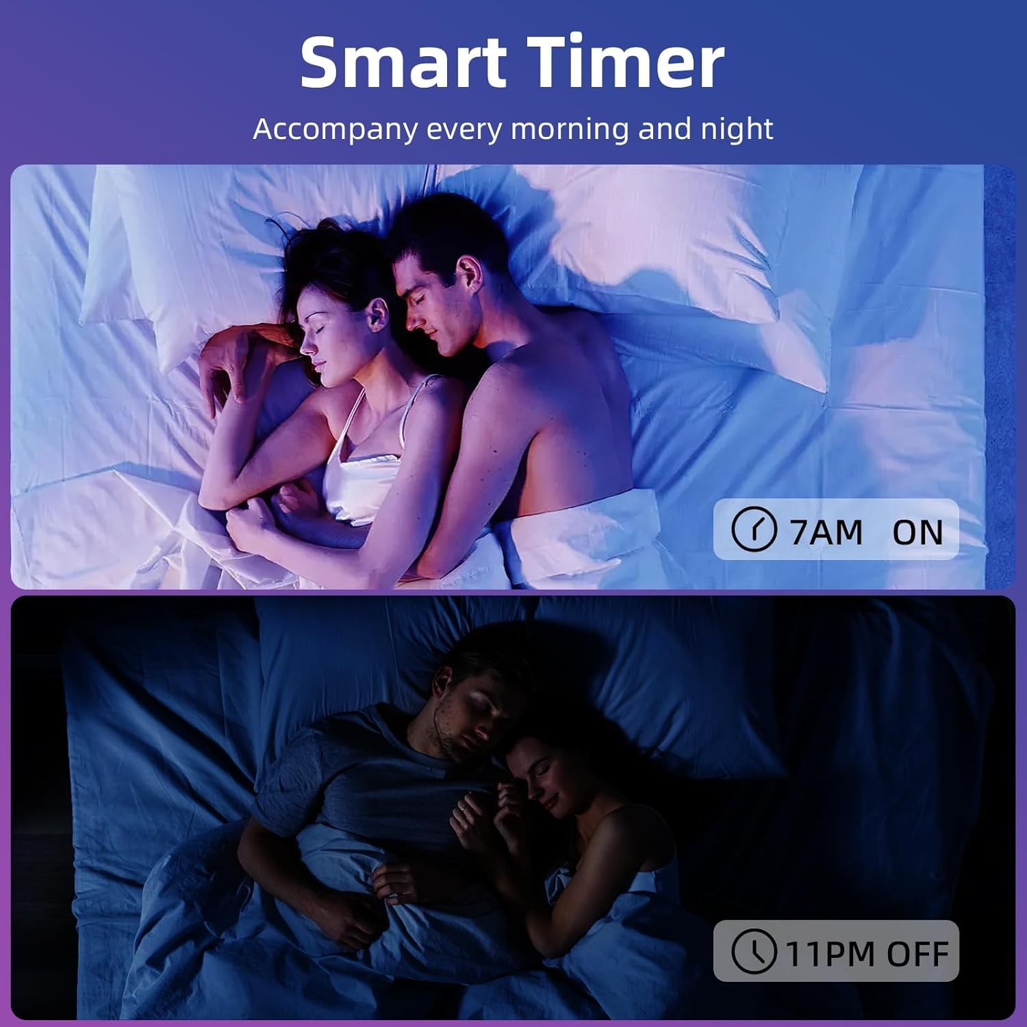 LED Smart Wifi Bulbs E27 Alexa&Google Home Compatible with Music Sync,Dimming, Color Changing, Timing,Group Control, Preset Scenes, RGBCW Multicolor Smart Bluetooth Light Bulbs 60W, 800Lm(2-Pack) image number 3