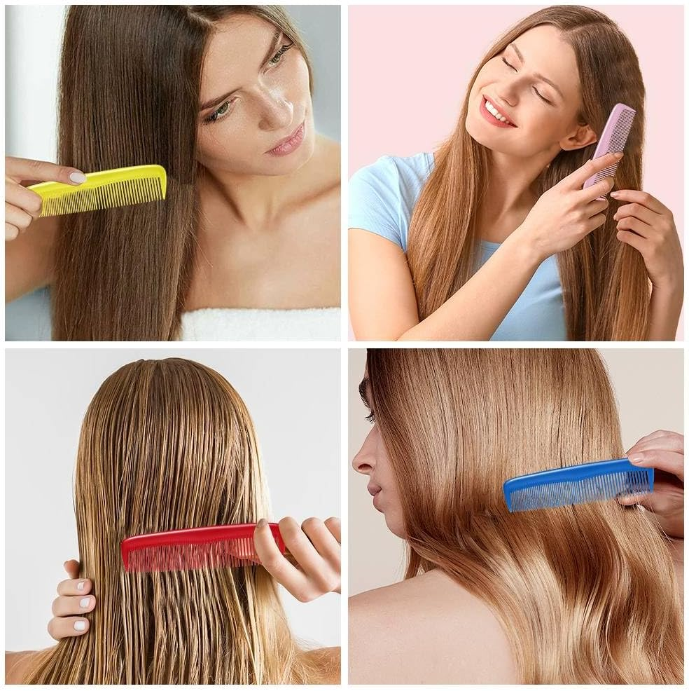 Funalix Pack of 12 Hair Combs, Pocket Combs with Fine Teeth, Small Styling Combs with Anti-Static Anti-Tangle, Hair Cutting Combs, Daily Hair Care Tool for Women/Men (6 Colours)