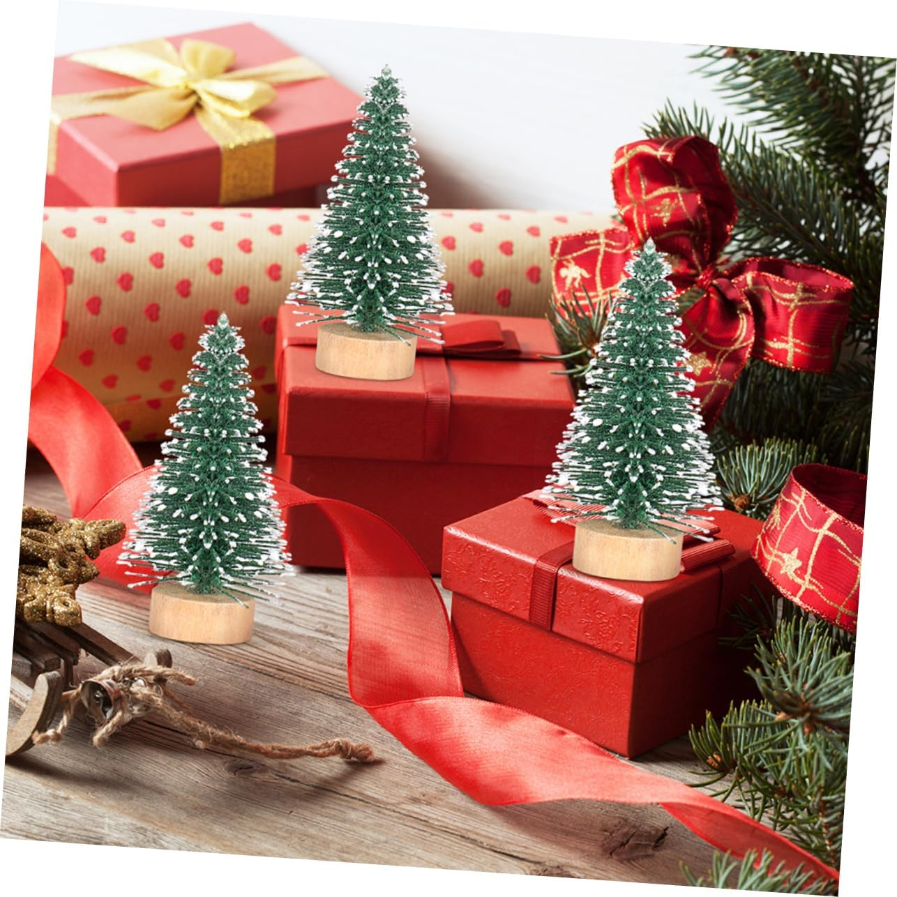 12Pcs Mini Christmas Tree Ornaments Desktop Artificial Tree Xmas Showcase Decor Artificial Christmas Ornaments image number 2