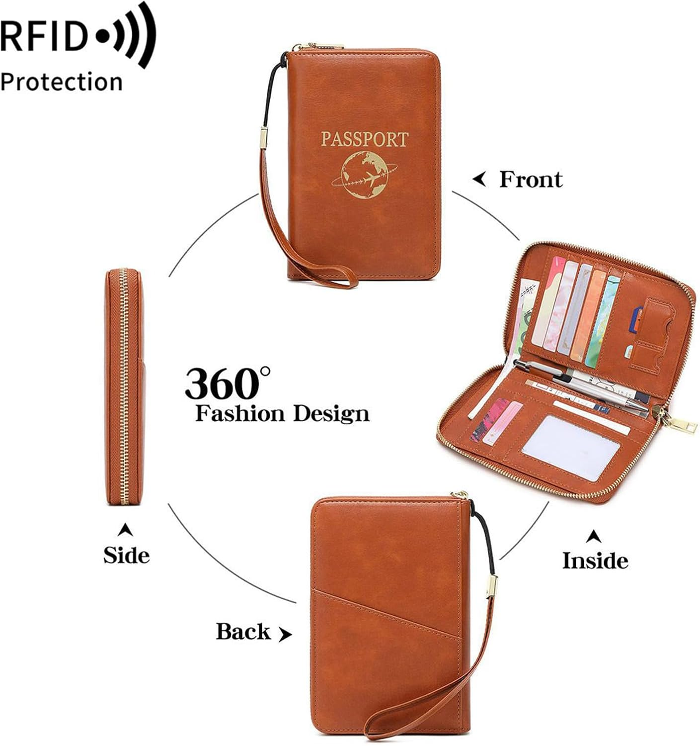 Wisylizv Passport Case - PU Waterproof and Blocking - Passport Book Holder Travel Bag - Suitable for Men and Women Suitable for Cash Tickets Boarding Passes Travel Cruises image number 3