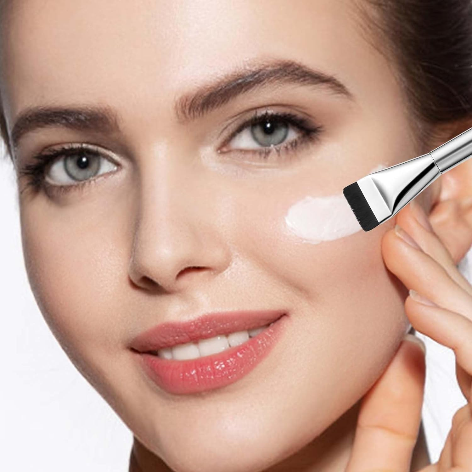 3Pcs Foundation Brush Sets, with Makeup Puff Flat Foundation Angled Small Contoured Makeup Brushes for Blending Liquid Cream Foundation Concealer Applicator Cosmetics Flawless Make up Face Brush Tool image number 2