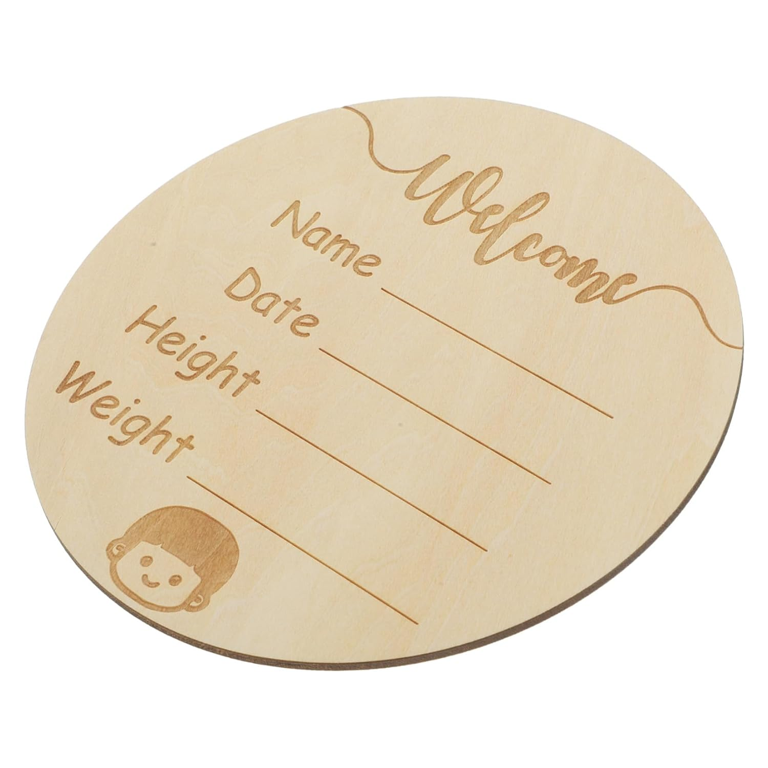 ERINGOGO Creative round Wooden Birth Announcement Sign Nursery Plaque for Name Photo Prop for and Celebrate