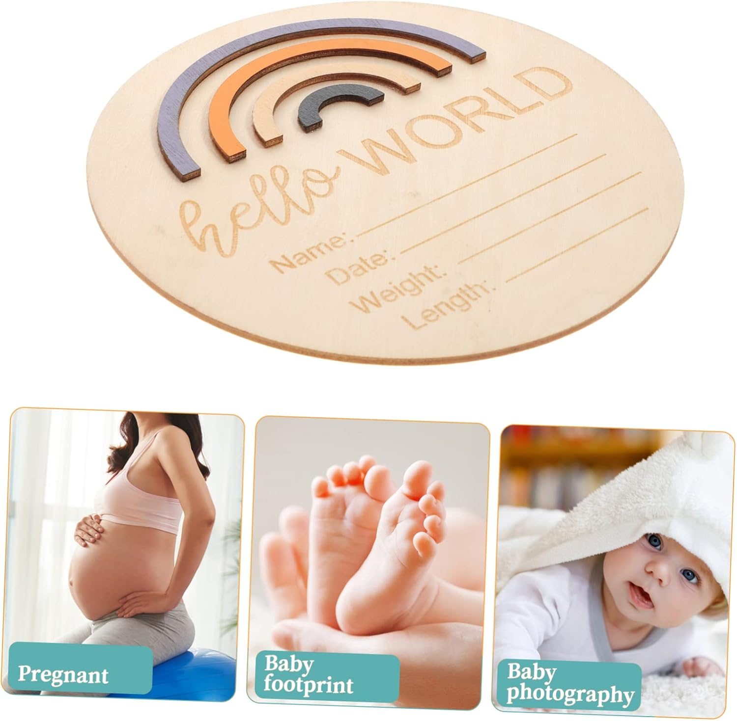 Wooden Month Card Milestone Cards Monthly Sign Birth Announcement for Nursery Decoration Newborn Photography Props Personalised image number 1