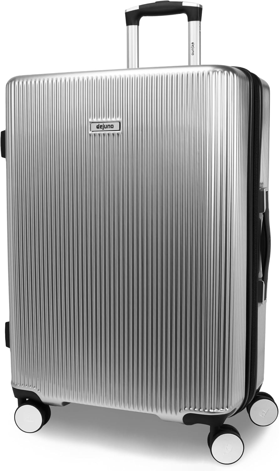 World Traveler Dejuno Monarch Lightweight Hardside Polycarbonate Expandable Spinner Luggage with TSA Lock, Titanium, 20-Inch Carry-On, Dejuno Monarch Lightweight Hardside Polycarbonate Expandable