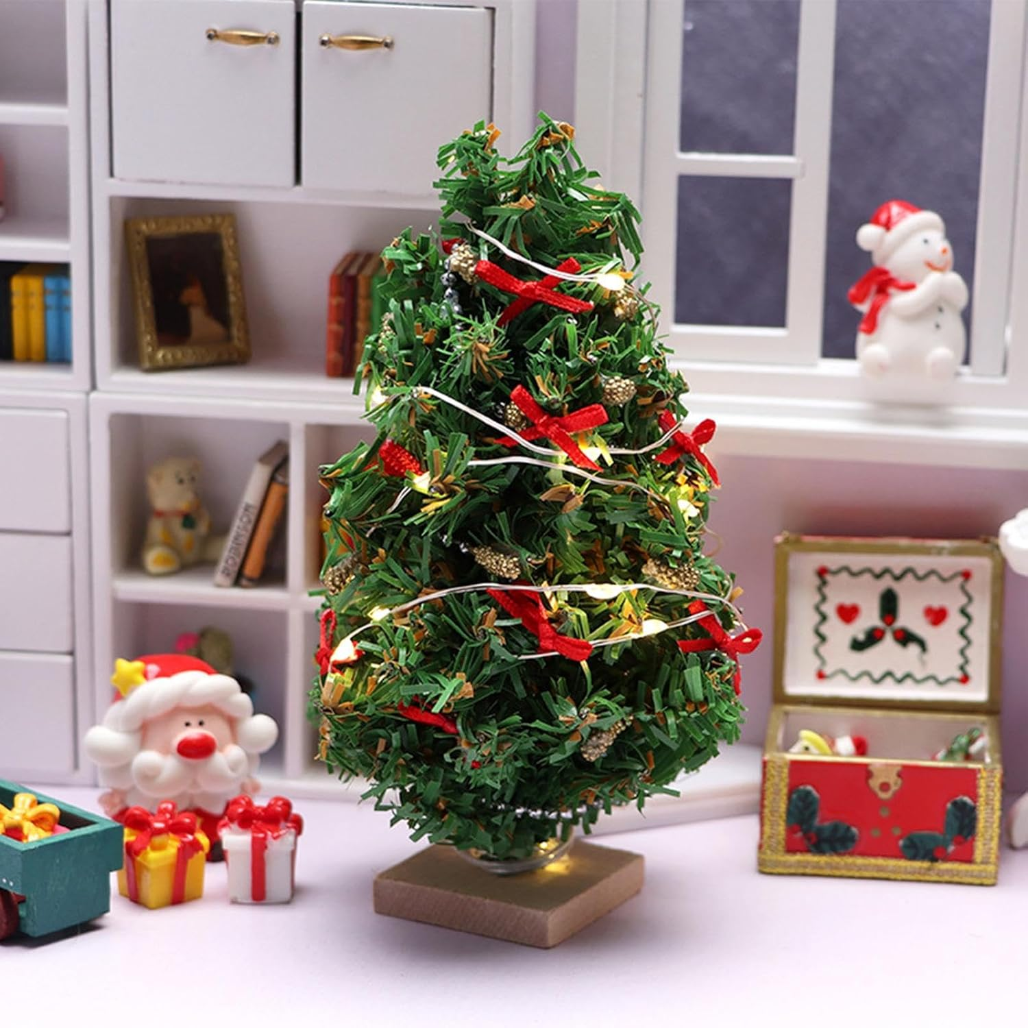 Table Christmas Tree - Illuminated Christmas Tree, Christmas Scene Decor| 1/12 Realistic Dollhouse Ornaments, Delicate Room Decor for Party Gifts, Migno Holiday Ornaments image number 6