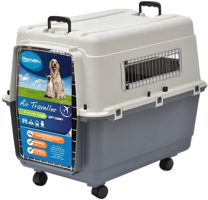 Playmate Air Traveller - Large Dog Travel Carrier, White & Grey, 81 X 56 X 59Cm, Collapsible, Air Travel & Road Trips image number 1