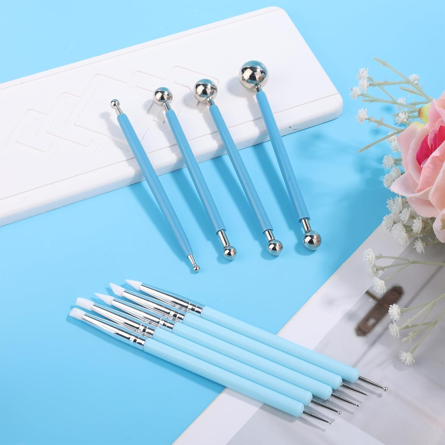 Ceramic Clay Ball Stylus Dot Painting Tool, 9Pcs Pottery Clay Sculpting Tool Ball Stylus Dotting Tool,Ball Stylus Dotting Tools Polymer Clay Tool,Metal Ball Stylus Clay Ceramics Pottery Sculpting Tool