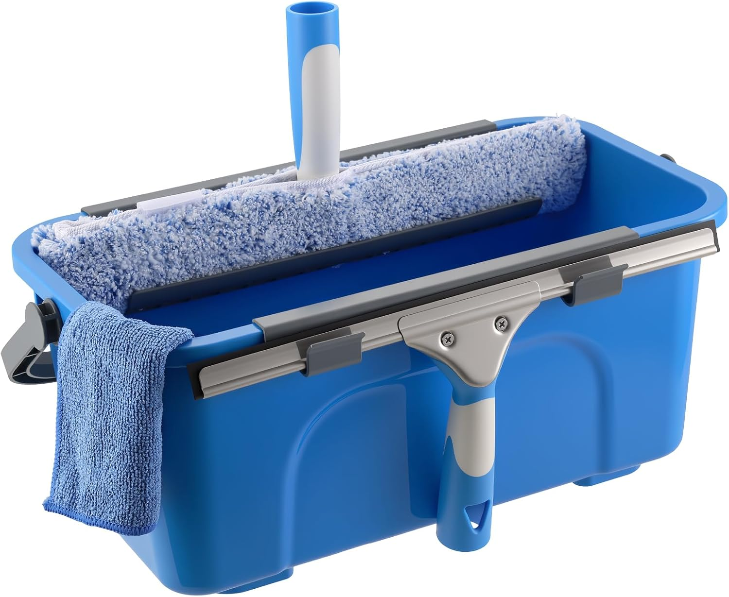 Mitclear Professional Window Cleaning Kit, Include Compact Cleaning Bucket, Silicone Rubber Squeegee, Microfiber Scrubber, Cloth, All-In-One Window Cleaning Supplies, Commercial & Household Use image number 5