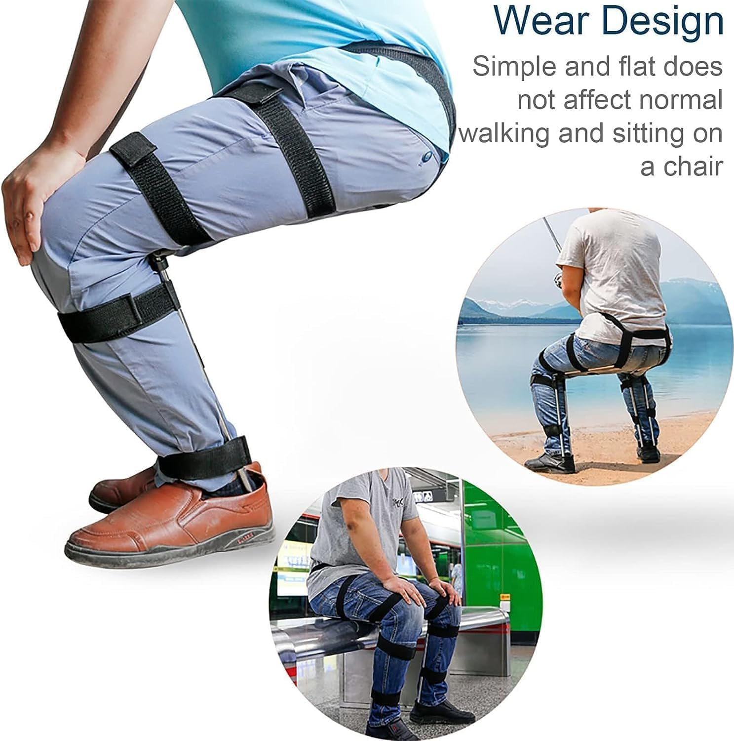 Wearable Chair Exoskeleton Levitation Seat, Invisible Chair Wearable Exoskeleton Human Wearable Seat, Anywhere Camping Folding Stool Withstands 330Lbs,L