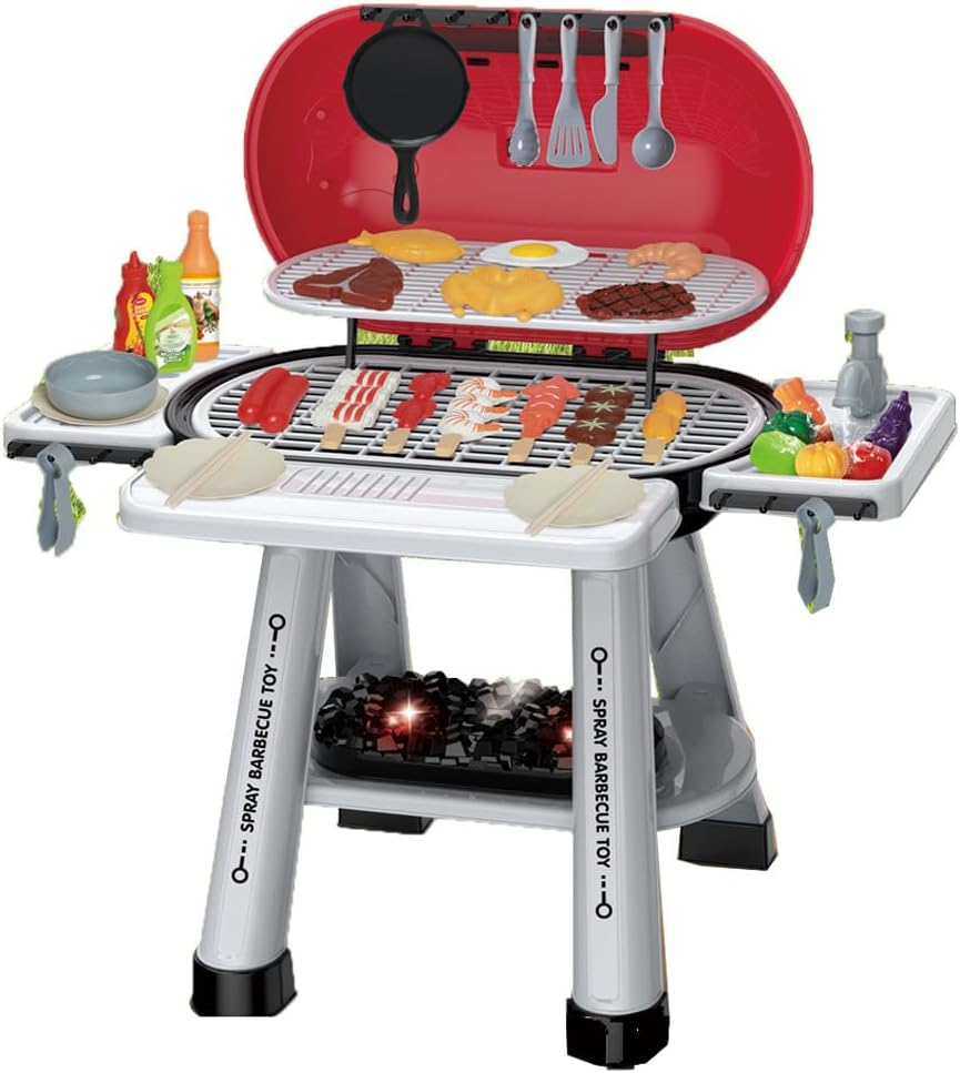 Kids BBQ Grill Toy Playset - Barbecue Toys 68PCS Camp Cooking Set, Pretend Play Grill Toddlers Outdoor Activity - Little Chef Interactive BBQ with Light&Sound Birthday Gift for Boys Girls Age 3+ image number 1
