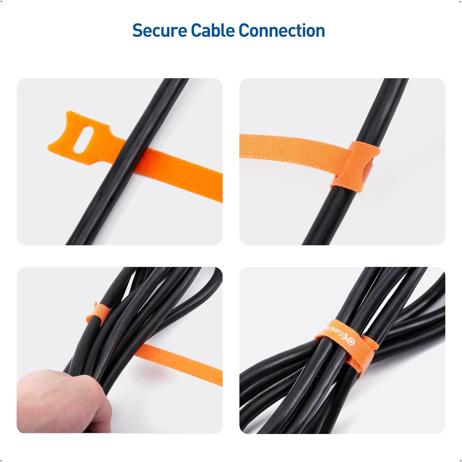 Cable Matters 100-Pack Reusable Cable Ties - 20Cm, Wire Ties with 19KG Tensile Strength, Multi-Color Hook-And-Loop Straps, Black, Blue, and Orange Cable Management Straps image number 5