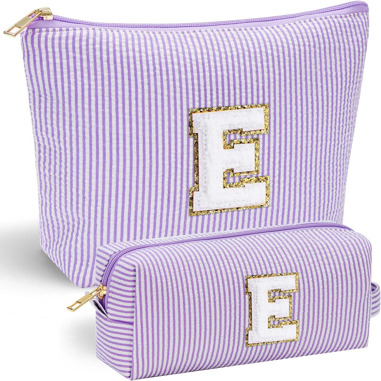 Parima Gifts for Girls - 2Pcs Initial Makeup Bag for Girls Cosmetic Bag Makeup Bag Cosmetic Travel Toiletry Bag for Girls Personalized Birthday Gifts for Her Women Girlfriend Teenager Girls Gifts