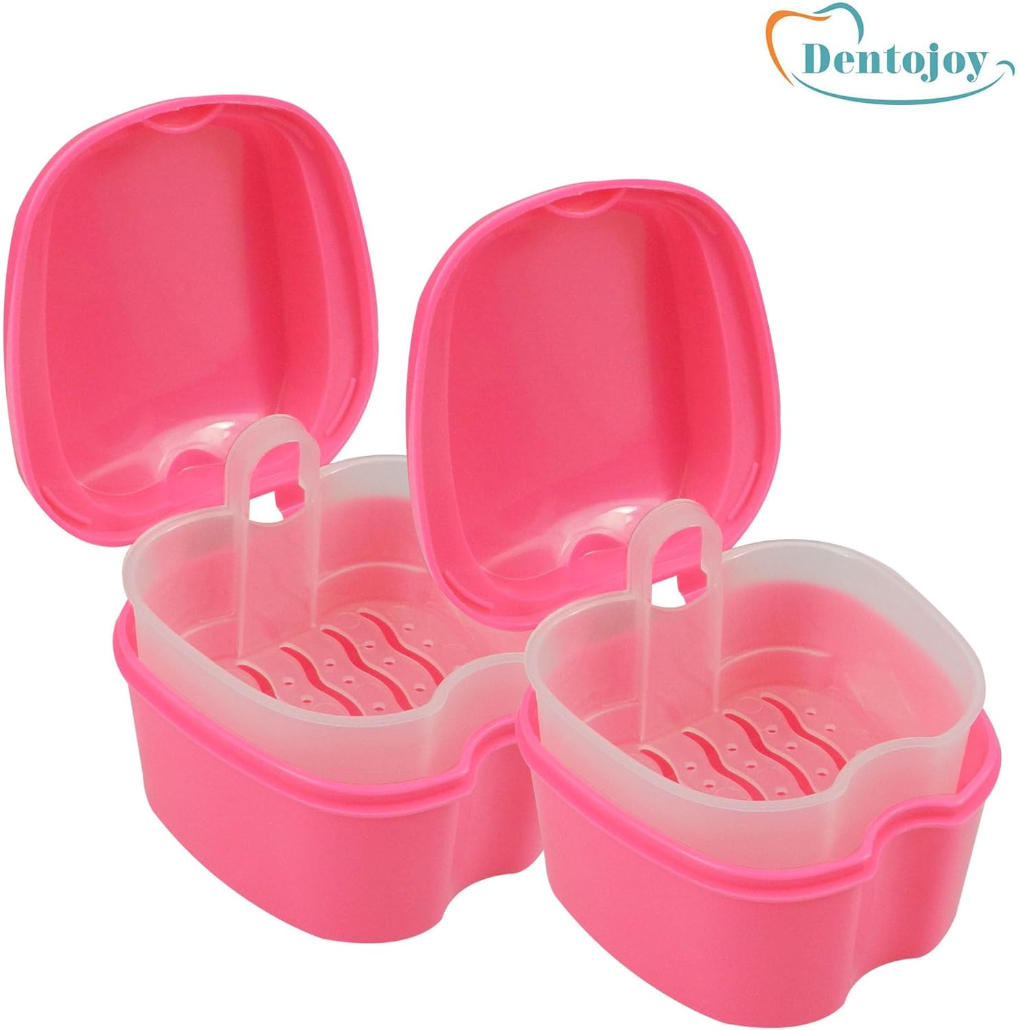Denture Box in Pink Color - Dental Orthodontic Retainer Case | Teeth Storage Box, Denture Storage Case Fake Tooth Holder with Strainer (2) image number 4