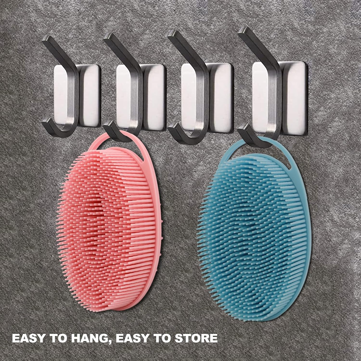 2 Pack Silicone Body Scrubber, Silicone Loofah Double-Sided Body Brush,Silicone Shower Scrubber and Scalp Massager Shampoo Brush for Sensitive Kids Women Men All Kinds of Skin (Pink & Blue) image number 6