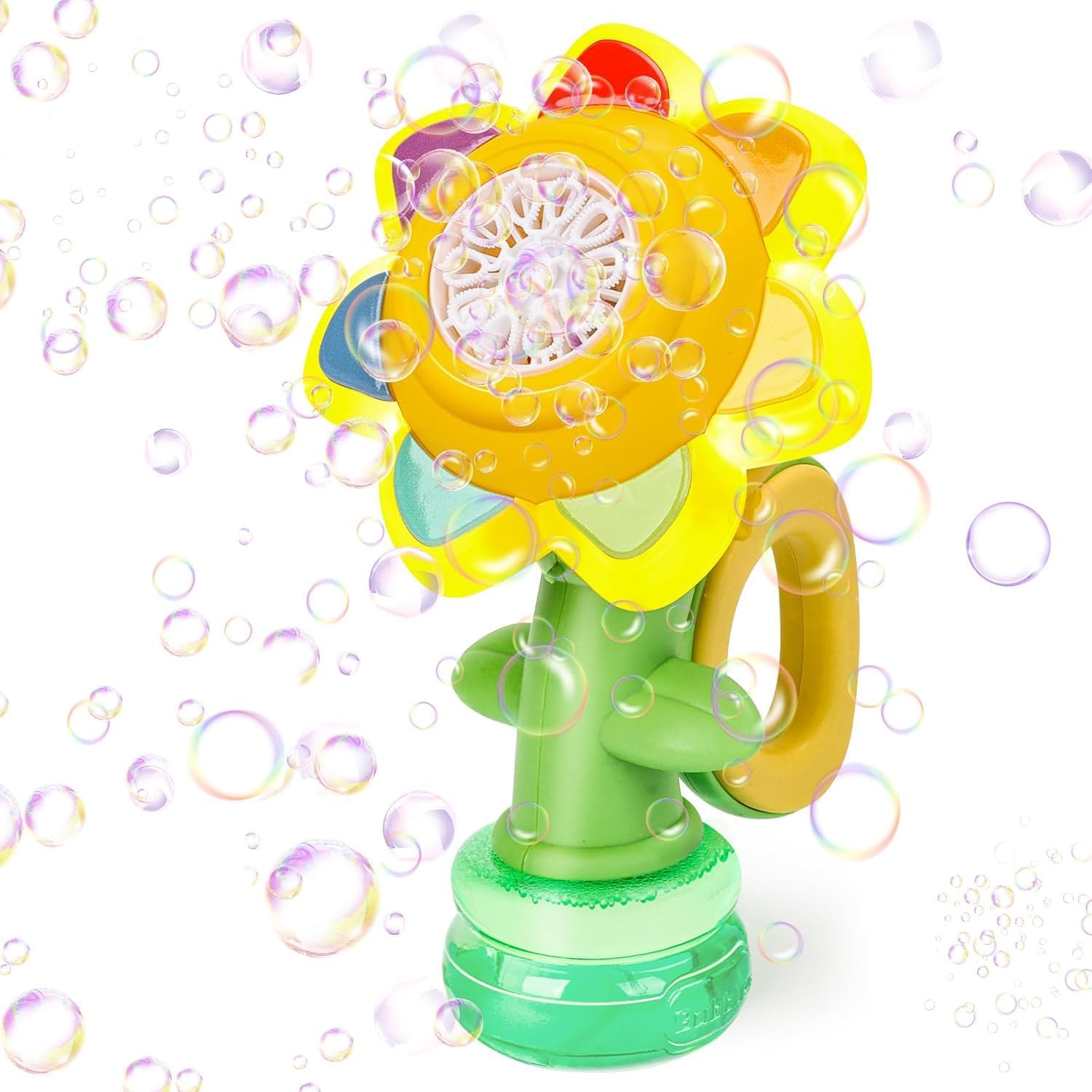 Bubble Machine for Kids, Rechargeable Dancing Sunflower Bubble Maker, Light up Automatic Bubble Blower Toys for Baby Childrens Girls Gift, Bubble Blaster Party Favors, Bonus 10 Pack Bubble Solution
