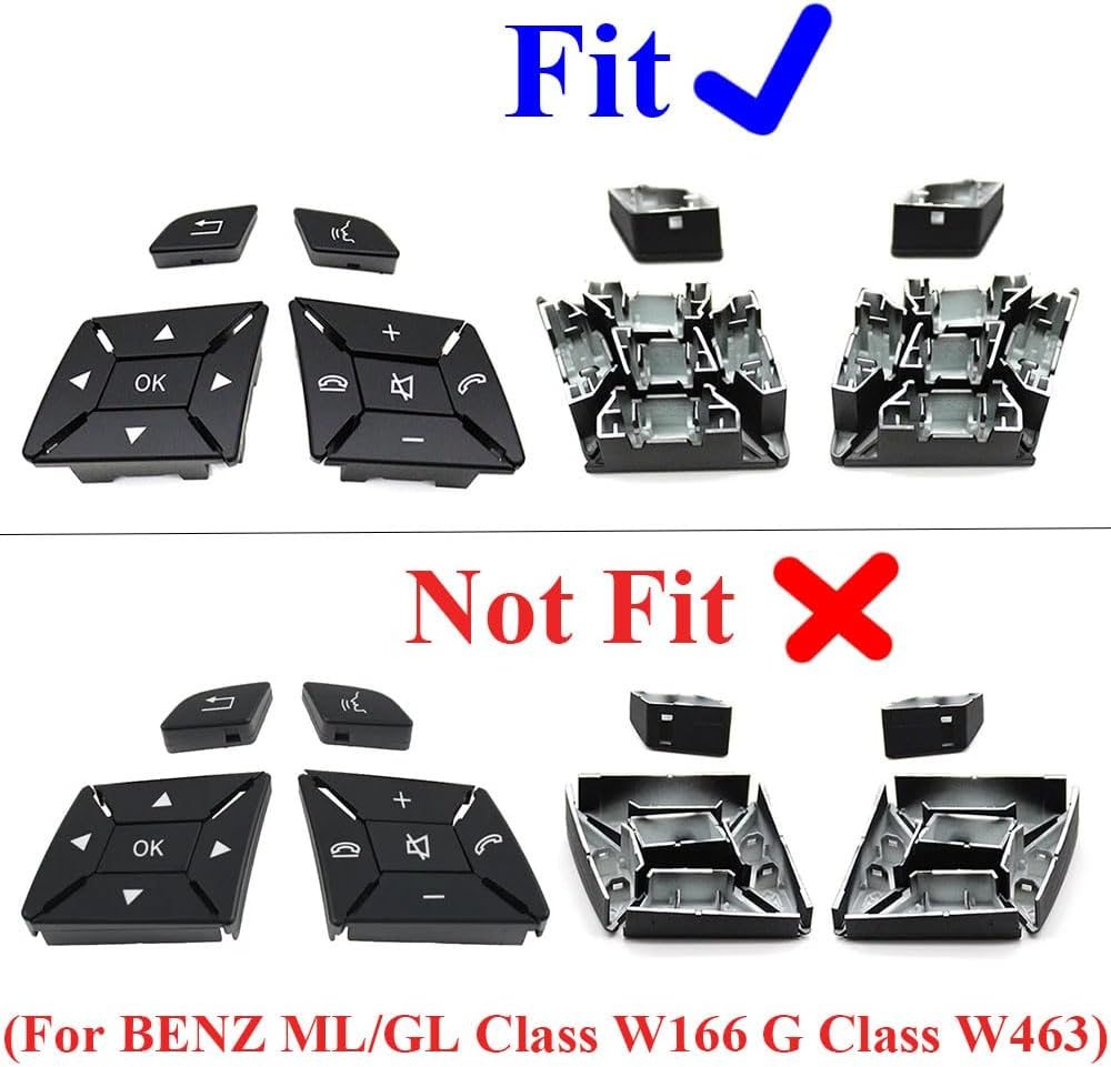 Goodithy Steering Wheel Buttons, Interior Black Steering Wheel Control Button Key Replacement for Mercedes Benz a B C E GLA GLK Class W204 X204 W212 W218 W156 W176 W117 W172 W246 (Model a Black)