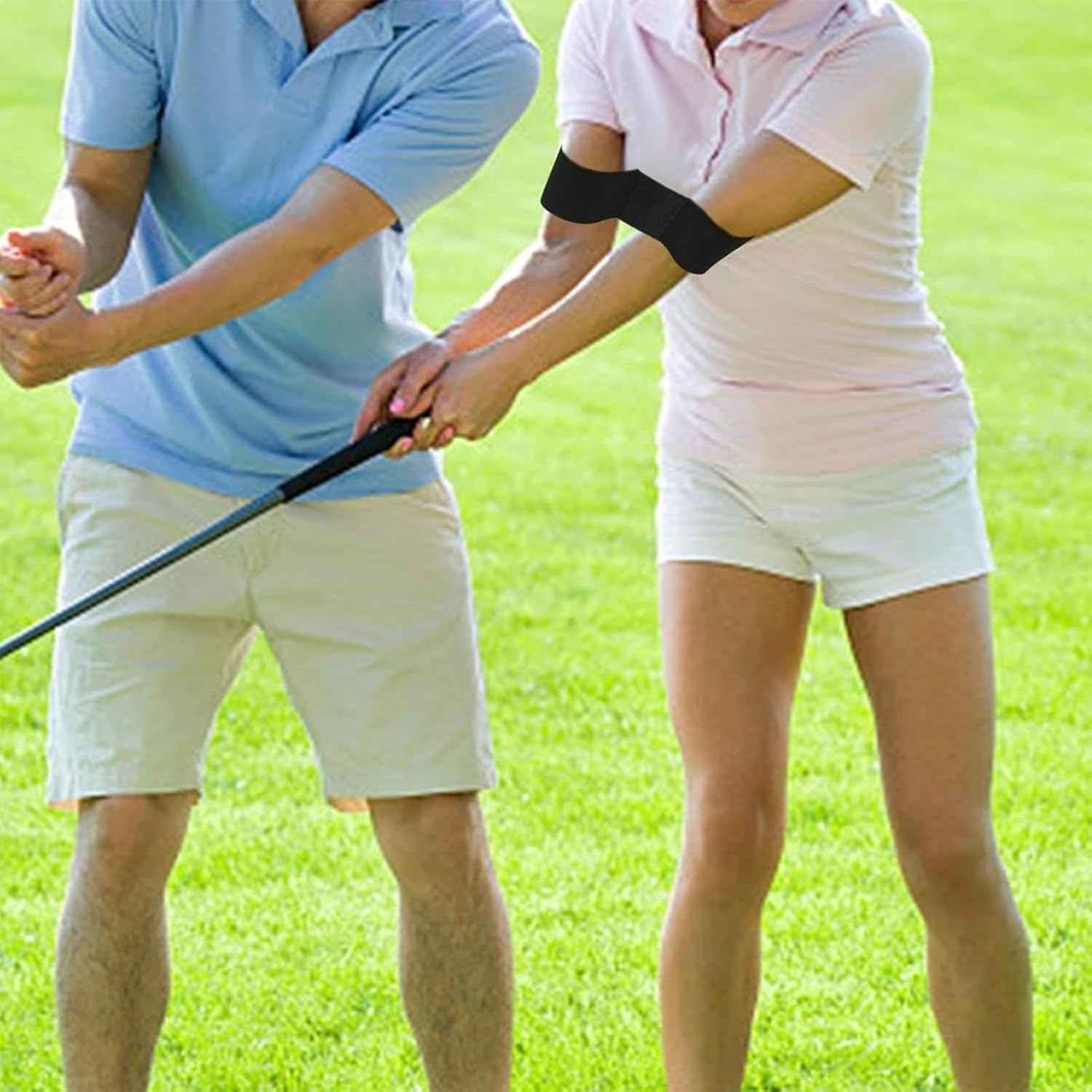 2 Pcs Golf Swing Arm Band, Golf Arm Training Aid,Golf Grip Trainer Training Swing Gesture Alignment Practice Tool for Golf Beginners Unisex(Black) image number 3