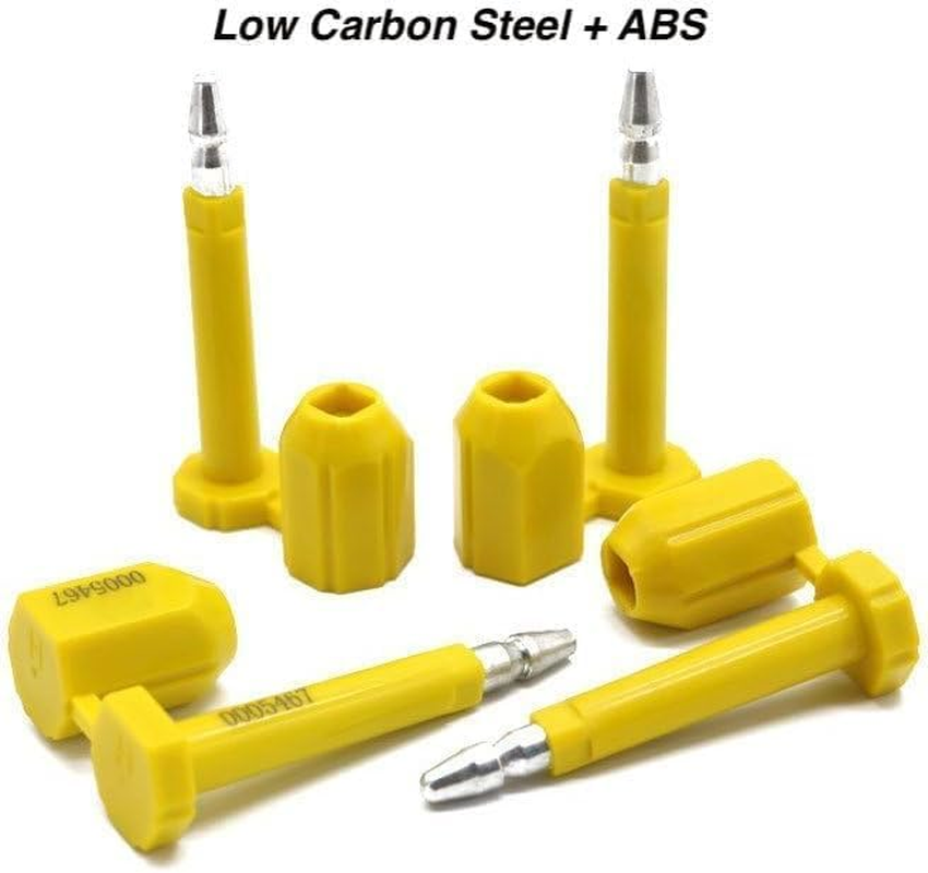 100-Pack High Security Bolt Seals, Tamper-Evident Shipping Seals with Serial Number, ISO 17712 Certified, One-Time Use Yellow Container Seals for Trailer, Truck, Train, Cargo Containers image number 2