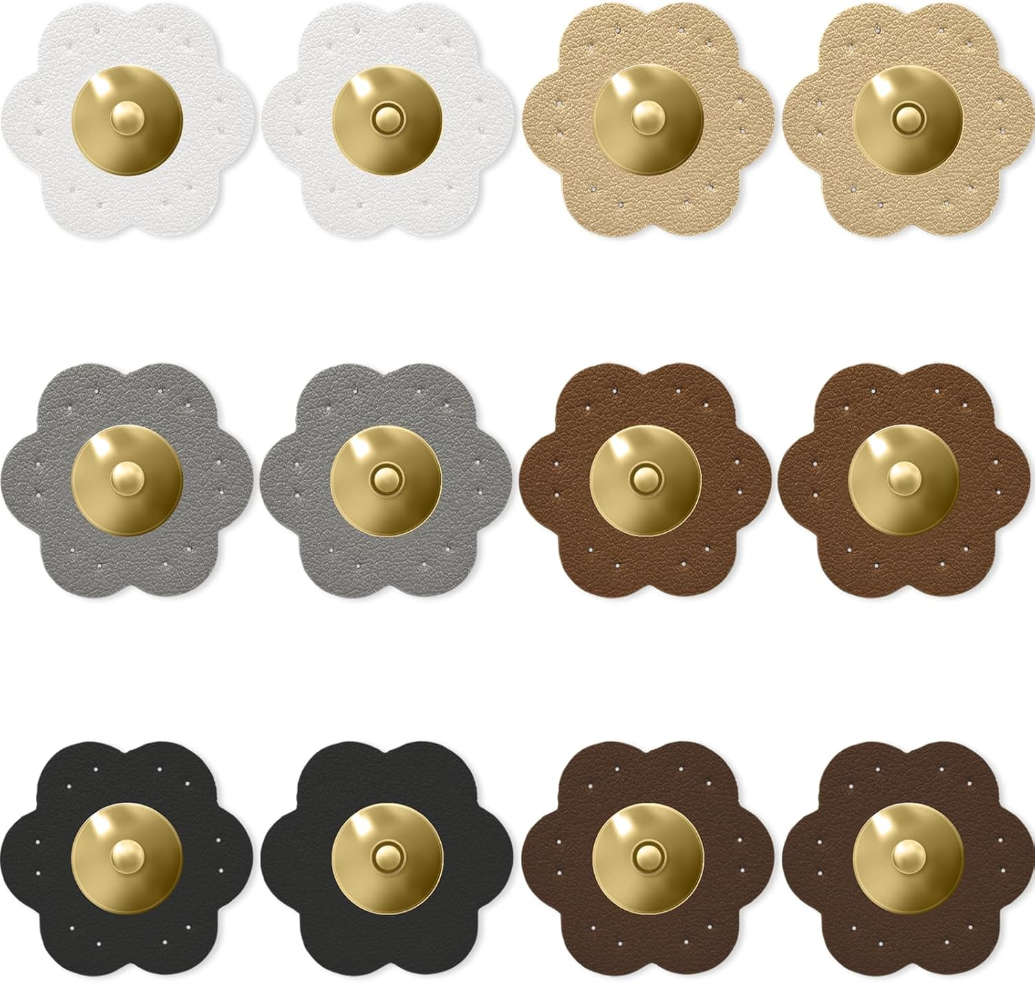 TEAONE Leather Magnetic Snaps, 6 Pairs Magnetic Blossom Buttons for Purse, Handbag, Wallet, Clothes, DIY Crafts (Colorful) image number 2