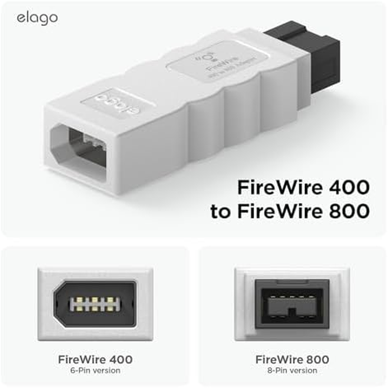 Elago Firewire 400 to 800 Adapter (White) for Mac Pro, Macbook Pro, Mac Mini, Imac and All Other Computers - White image number 2