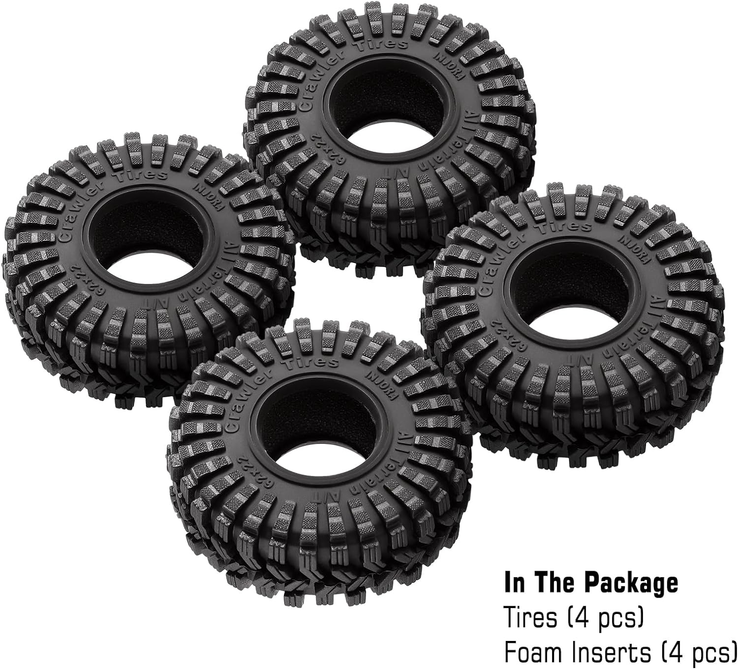 INJORA 1.0 Tires All Terrain Super Soft Sticky Tires for 1/18 TRX4M 1/24 RC Crawler Axial SCX24 FMS FCX24 Enduro24 (T1014)