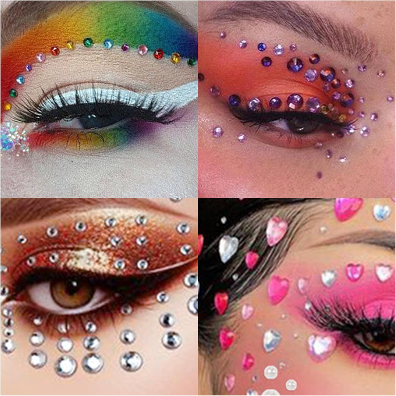 Self-Adhesive Glitter Stones, 3500 Pieces, Rhinestones, Self-Adhesive, Glitter Stones, Face, Acrylic, Colourful, Self-Adhesive Gemstones for DIY Make-Up, Eyes, Nails, Various Sizes image number 6