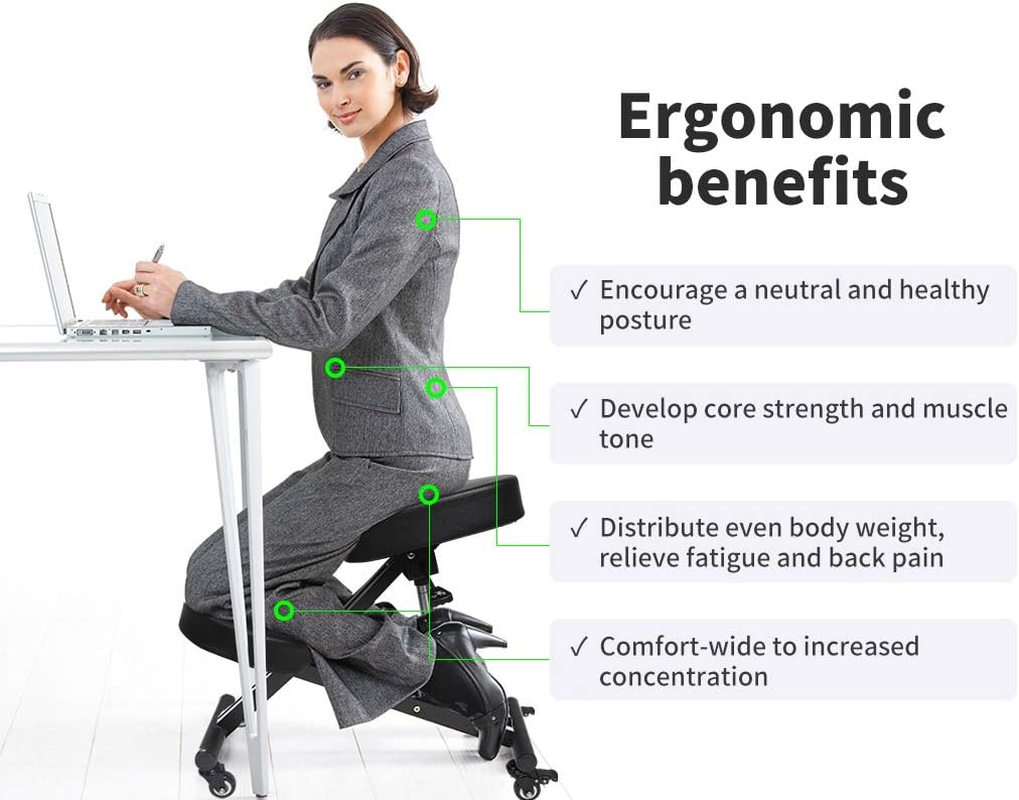 Levede Ergonomic Kneeling Chair, Adjustable Stool Home Office Chairs Work Computer Reading Chair Desk Chair Cross Legged Chair, Improve Your Posture with an Angled Seat - Thick Comfortable Cushions image number 6
