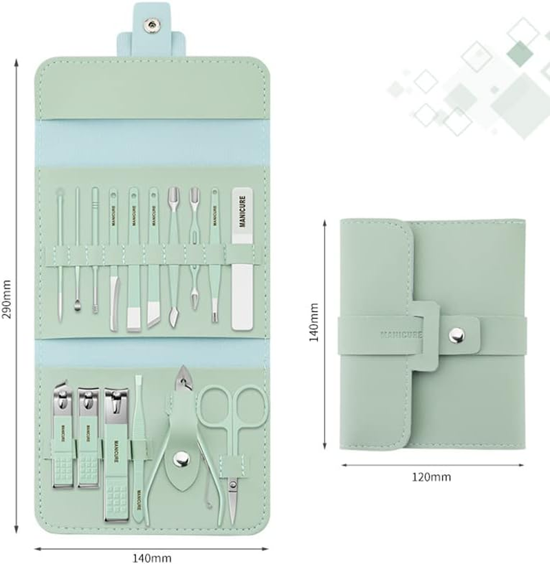 AIMALL 16PCS Manicure Pedicure Kit for Men and Women, Stainless Steel Nail Clippers Set with Facial and Foot Care Tools in Leather Case, Portable Grooming Set image number 6
