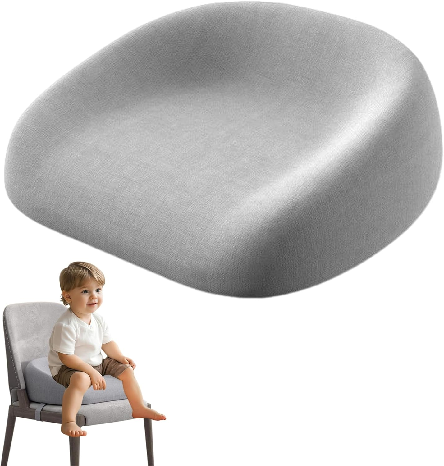 Toddler Booster Seat Square Dismountable Booster Seat with Adjustable Safety Belts Non-Slip Reusable Children for Home Restaurants Theaters Grey image number 4