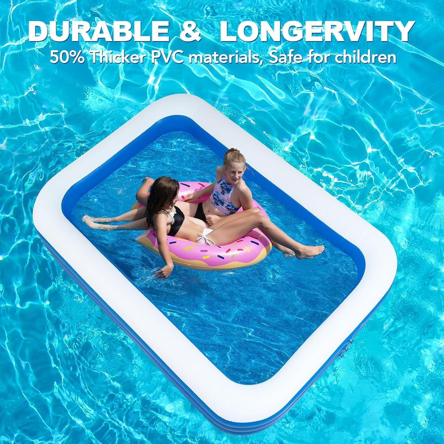 PFATURKHN Inflatable Swimming Pool, 260Cm Giant Inflatable Deep Pool,Paddling Swim for Family Backyard,Triple Safety Chambers, Soft Floor, Bpa-Free image number 4