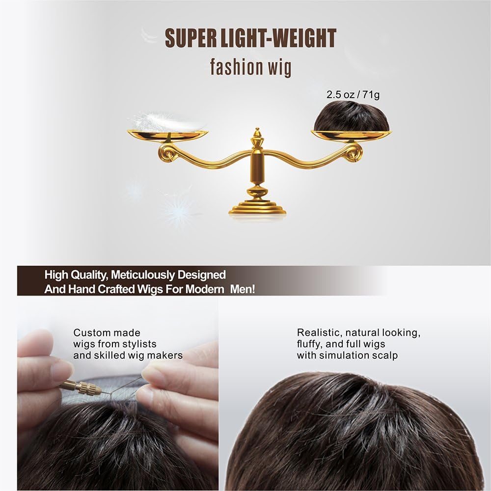 Stfantasy Wigs for Men Natural Short Brown Layered Hair Male Daily Costume Party Full Wig image number 6