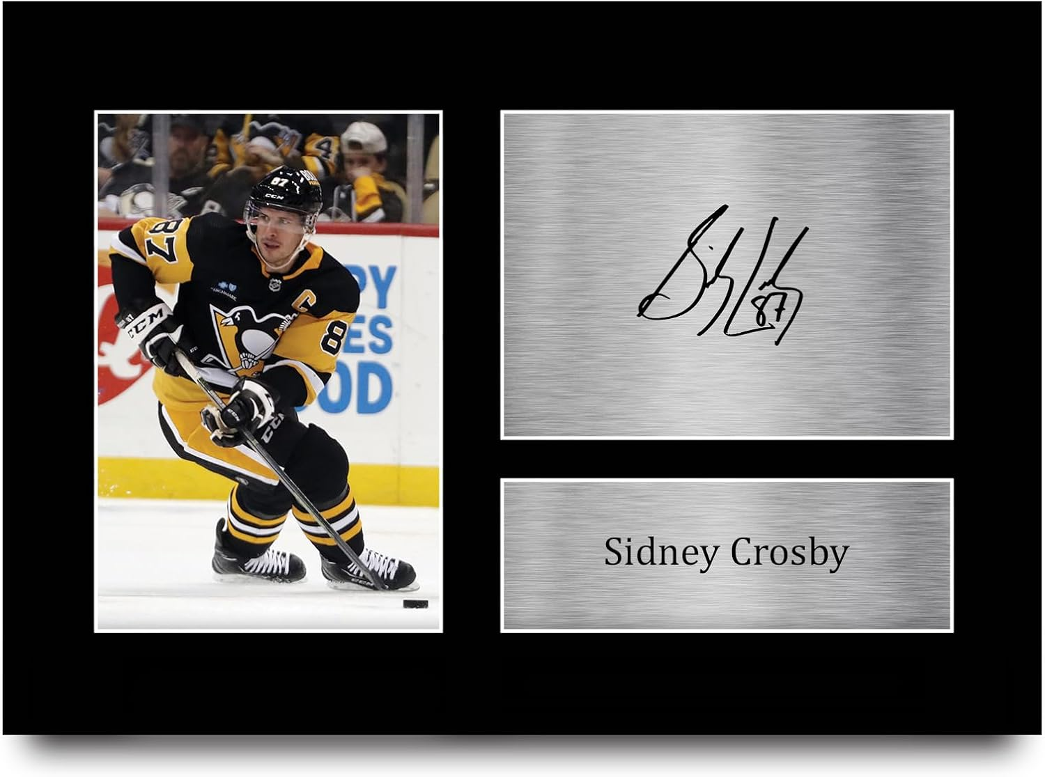 HWC Trading Sidney Crosby Pittsburgh Penguins Gifts Printed Signed Autograph Picture for Ice Hockey Fans - A4 Framed