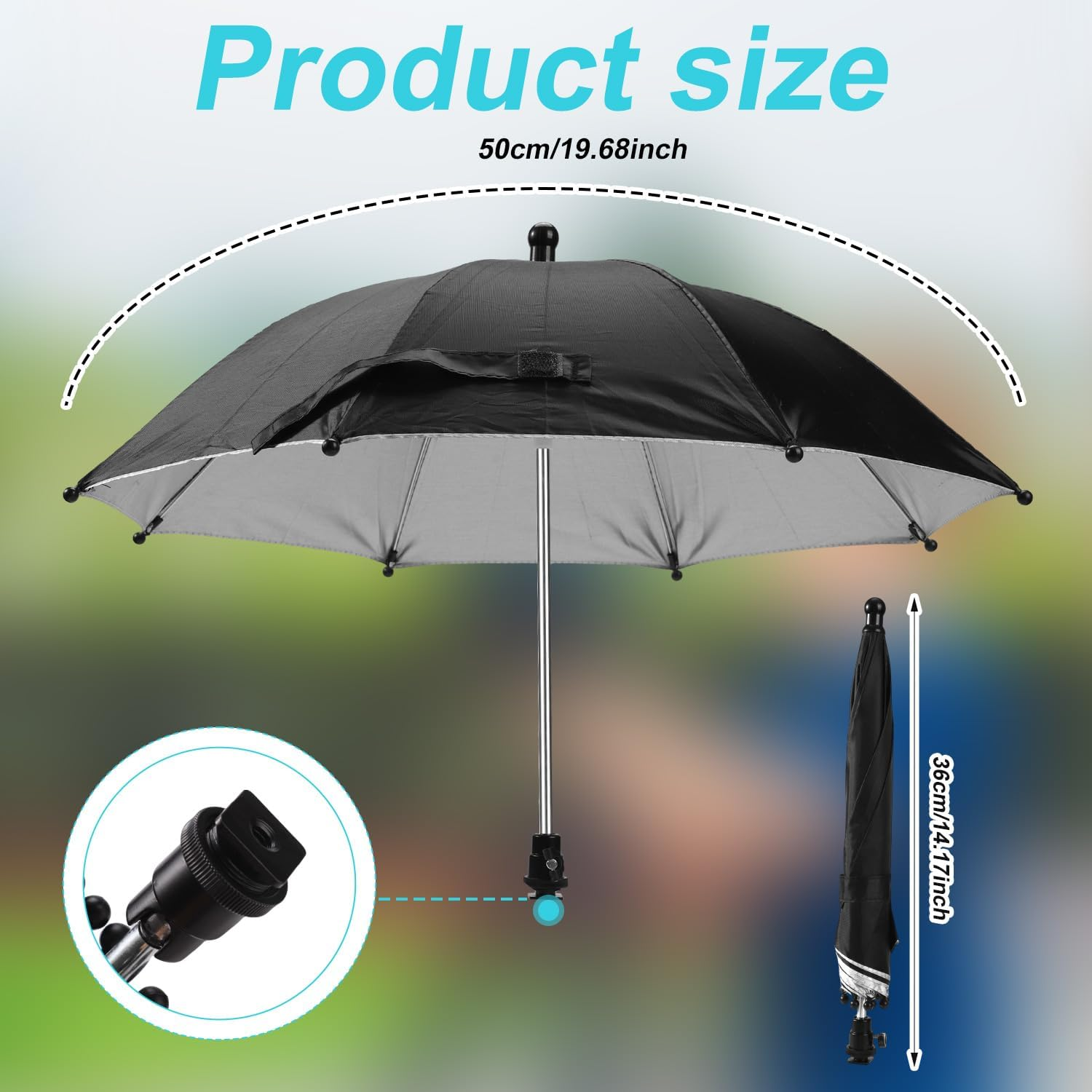 Camera Hot Shoe Umbrella, Waterproof Camera Umbrella DSLR Camera Sunshade Rain Cover Protector for Canon Rebel T8I, T7, T7I, T6I, T6, SL3, SL2, EOS 90D, 80D, 2000D, 5DM4, Z9 image number 3