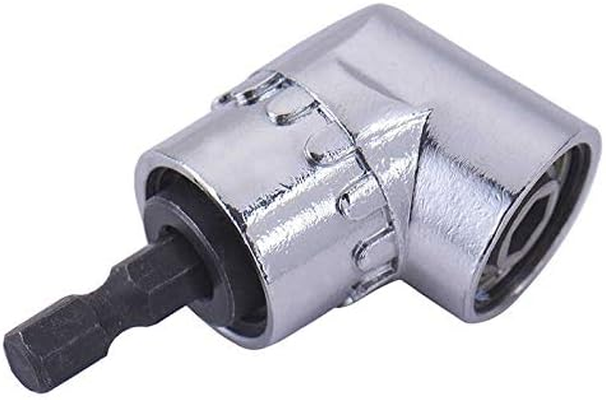 EZONEDEAL Right Angle Drill Attachment, 105 Degree Right Angle Driver, Angle Power Screwdriver Drill Extension Attachment, 1/4 Inch Hex Shank Drill Bits Screwdriver Socket Holder Adapter (Small) image number 1