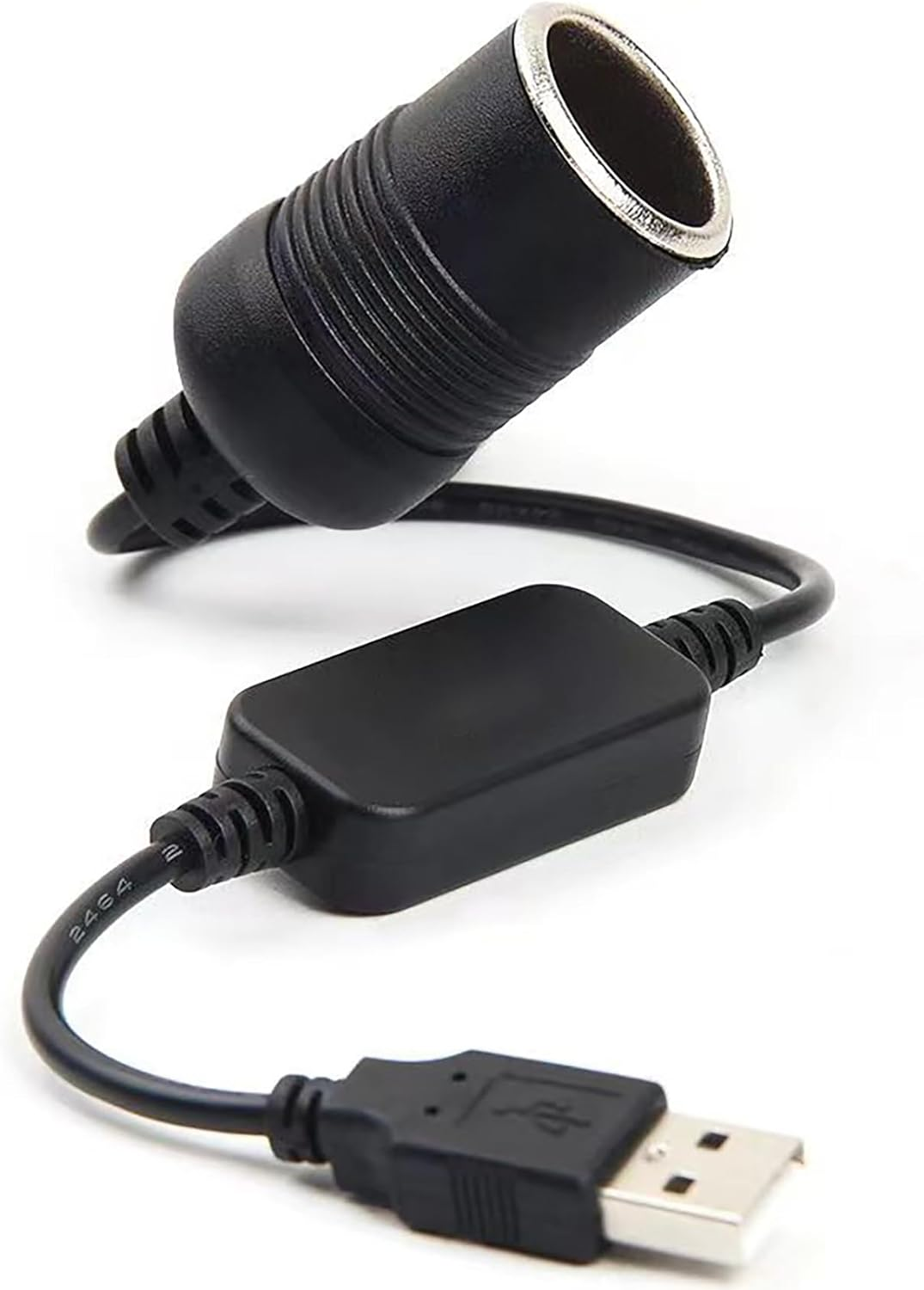 Tunghey USB to Cigarette Lighter Socket, USB a Male to 12V Car Cigarette Lighter Socket Female Power Converter Cable (35CM)