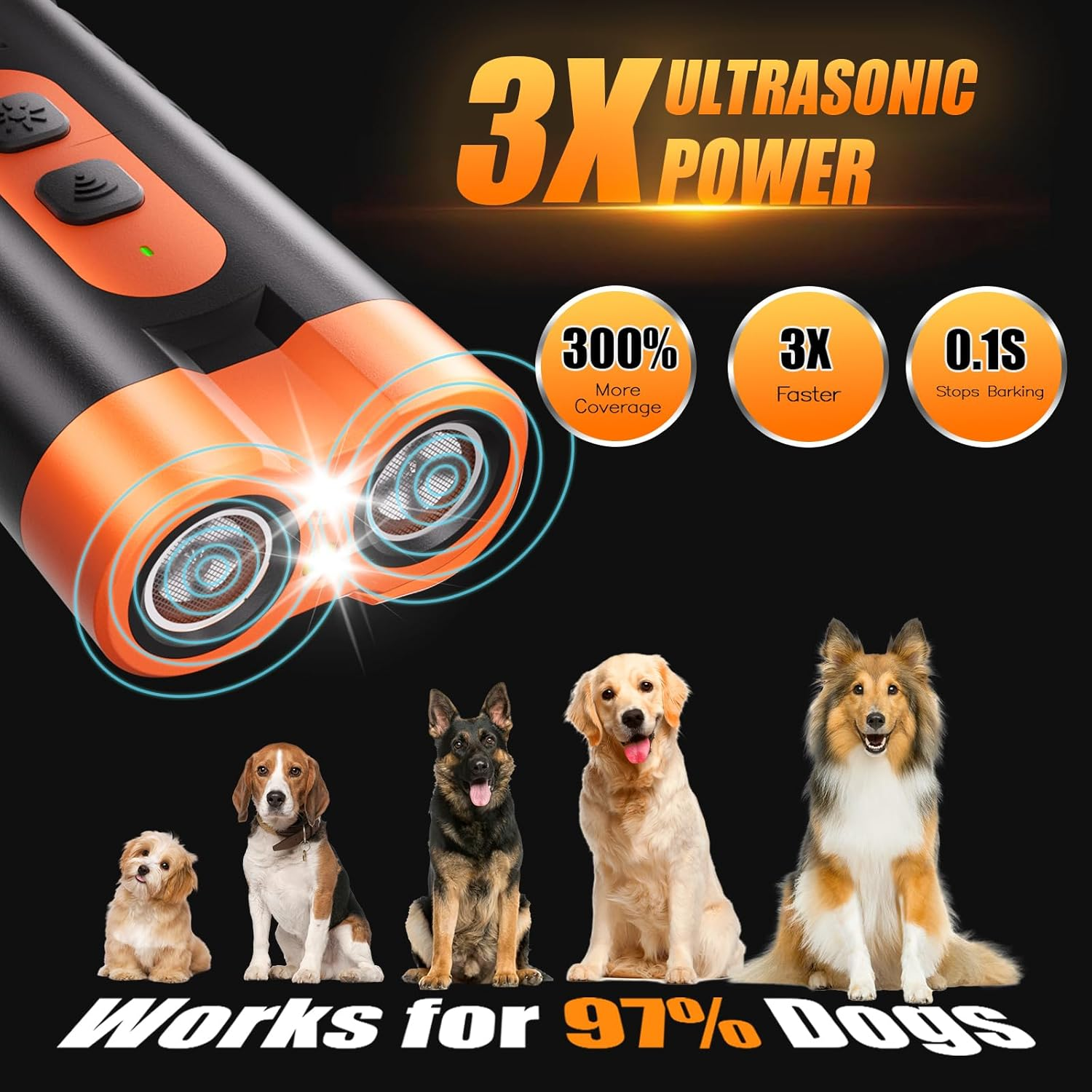 LOVELEDI anti Dog Barking Device, Rechargeable Dogs Bark Deterrent Devices, Ultrasonic Dog Bark Control for Own or Neighbor'S Dog Training Indoor Outdoor Use, Pet and Human Friendly, Effective & Safe image number 1