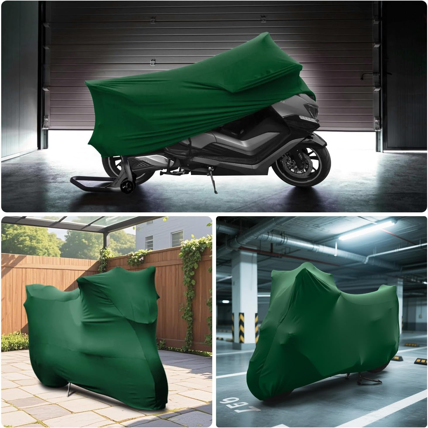 Winpower Indoor Motorcycle Cover, Soft Stretch Breathable Dustproof Scratch Protection Elastic Powersports Vehicle Covers, 96Inches image number 4
