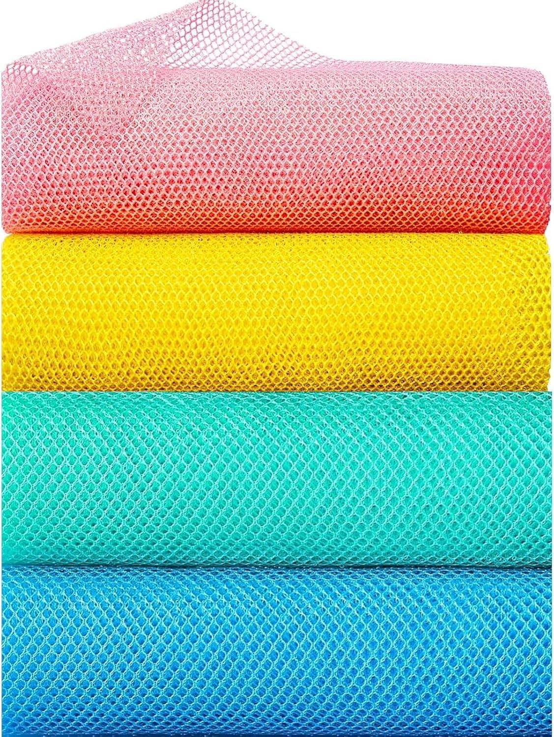 Net Scrubber Nylon Mesh Bath Sponge, 4Pcsexfoliating Body Scrubber Washcloth Sponge,Body Back Scrubber Towel Bath Wash Cloth, Body Exfoliator Loofah Luffa Sponge Net Rag