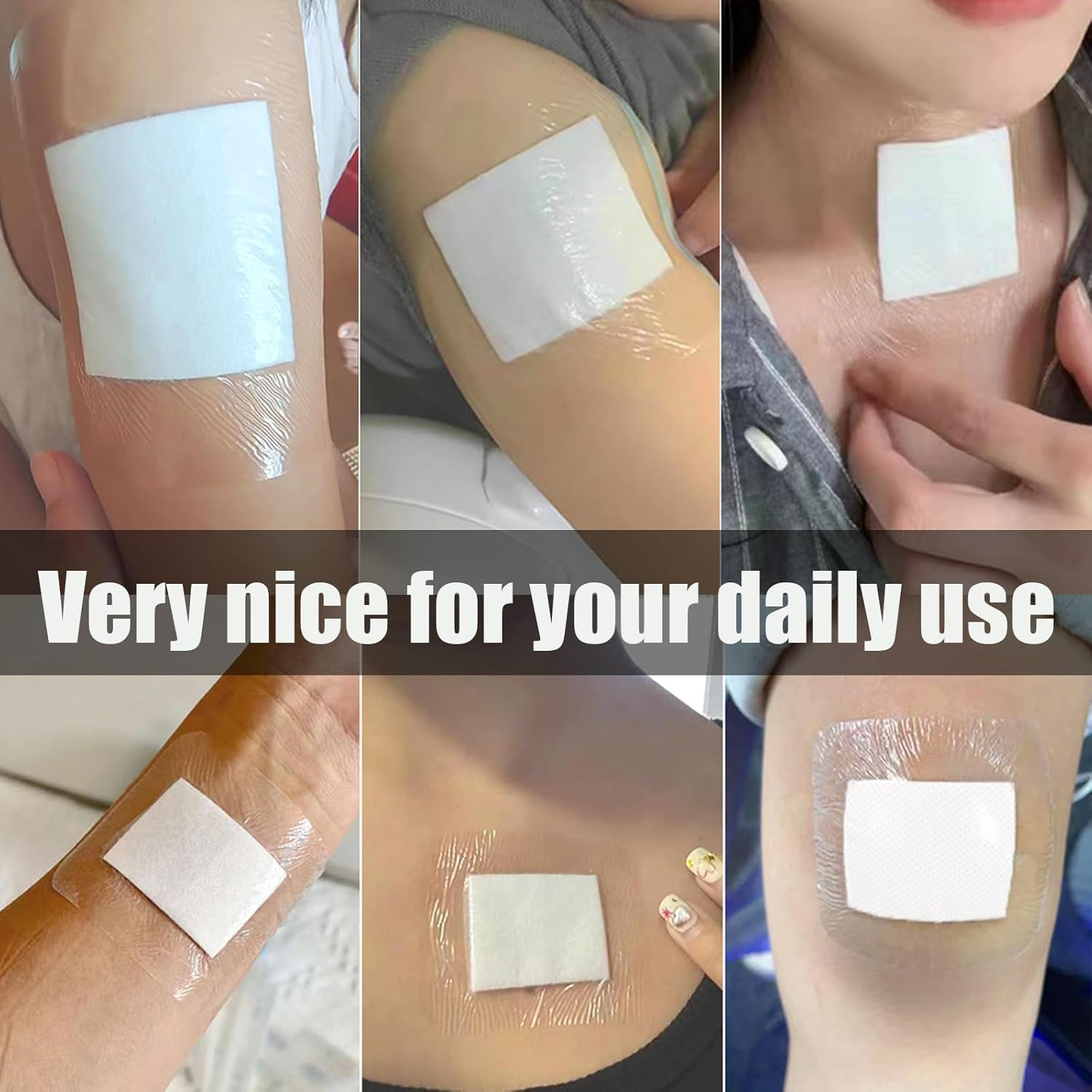 Section Adhesive Island Dressings Pads,Wound Cover Barrier Absorbent Patche,Waterproof Transparent Film Bandage-10Pcs-9 * 9CM image number 4