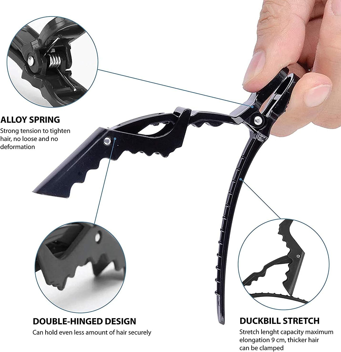 18 Pcs Professional Crocodile Plastic Hair Clips. Women'S Styling Hair Clip Barrettes. Durable Sectioning Clamps with Non-Slip Grip & Wide Gator Teeth for Easy Styling of Thick/Thin Hair. image number 1