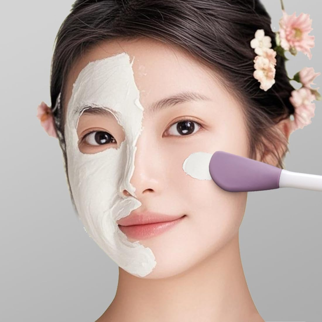 VAEIORP Double Sided Mask Brush Set of 2 - Purple & Nude Soft Silicone Brushes for Applying & Cleaning image number 5