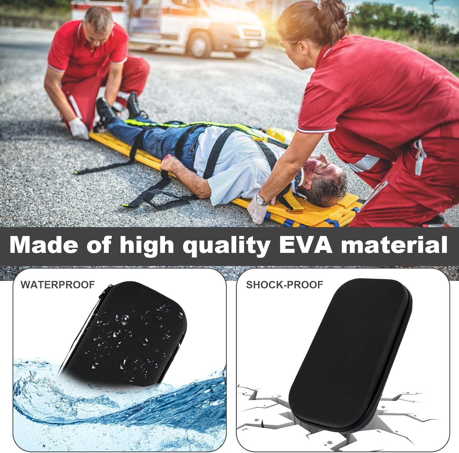 Stethoscope Case Shockproof Travel Storage Bag Portable Stethoscope Hard Carrying Case Lightweight Bag Travel Stethoscope Case Compact for Nurses Doctors (Black) image number 5