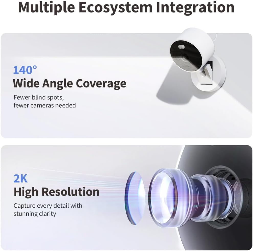 Aqara Camera G100 Select, 2K Indoor/Outdoor Security Camera, Homekit Secure Video, 2-Way Audio, Spotlight Colour/Ir Night Vision, AI Detection, Wi-Fi 6, Supports Homekit, Alexa, Google, White image number 3