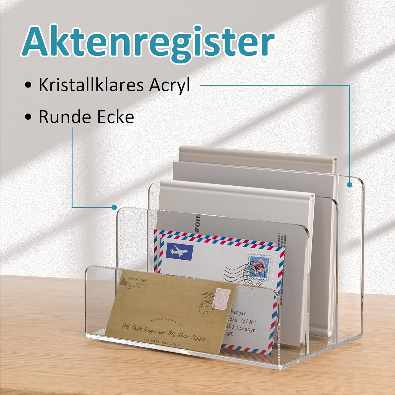 Sezanrpt Acrylic File Holder 3 Compartments Clear Desk Organiser Office Magazine File Folder Organiser Desktop for Calculating Books image number 5