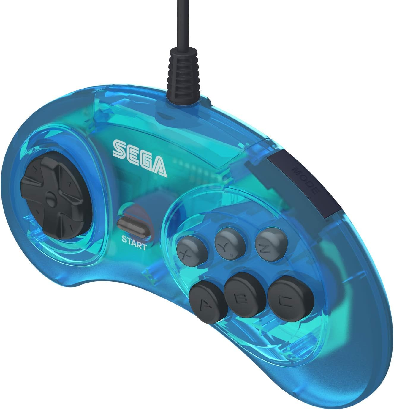 Retro-Bit Official Sega Genesis Controller 6-Button Arcade Pad for Sega Genesis - Original Port (Blue)