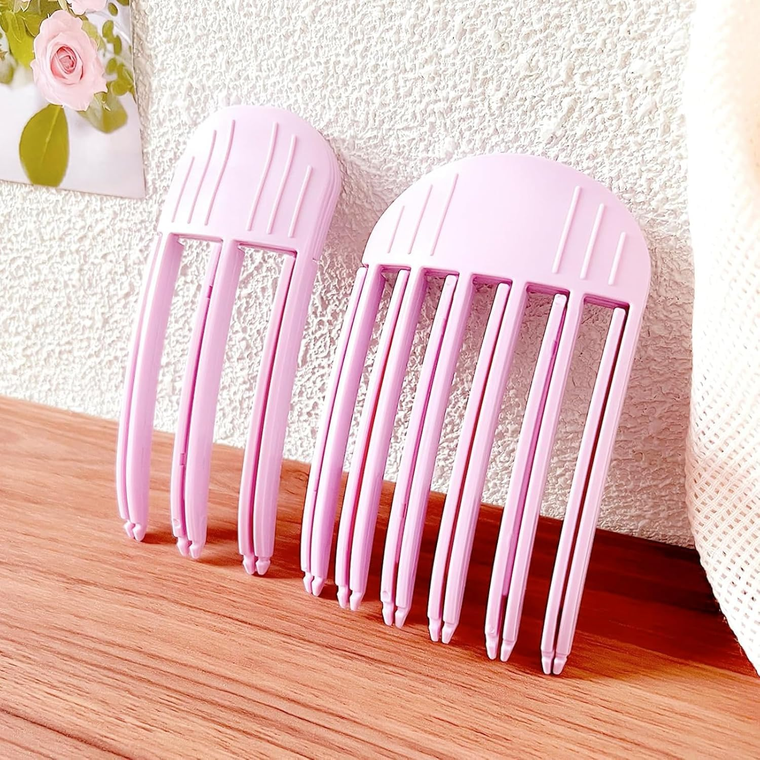 2Pcs Hair Root Lifting Combs Set,Wind Shaping Styling Combs for Fluffy Bangs,Fluffy Bangs Styling Comb, Wind-Sweat Styling Comb (Pink) image number 3