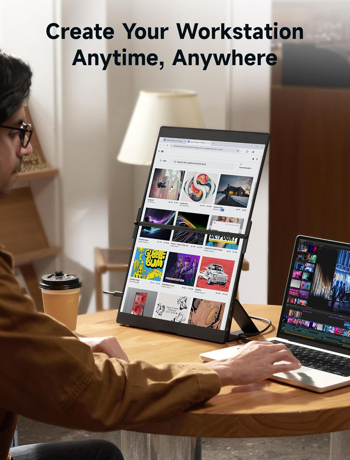 Magnetic Leather Stand for JSAUX Flipgo Pro&Touch 16" Portable Monitor, Compact and Foldable, Perfect Travel Companion for Flipgo 16". (Only Compatible with 16" Flipgo) image number 5