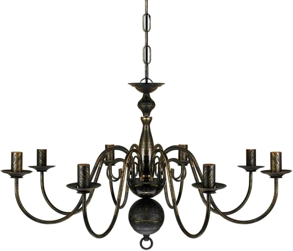 Antique Black Metal Chandelier 8 X E14 Bulbs Elegant Lighting Home Decor image number 1