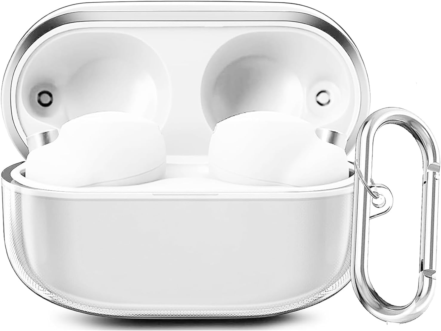 USTIYA Case for Sony WF-1000XM5 Protection Cover Full-Body Soft Silicone with Keychain Headphone Accessories (Clear) image number 5